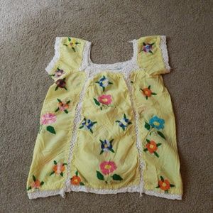 Yellow Top with Flowers